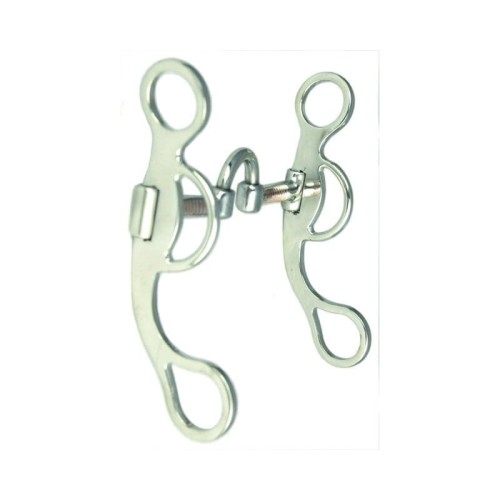 Czanka Baby Correction Bit najkrótsza Westernwelt 5" — flat plate shank, bardzo mały port, stal polerowana, symetryczne czanki, widok z przodu