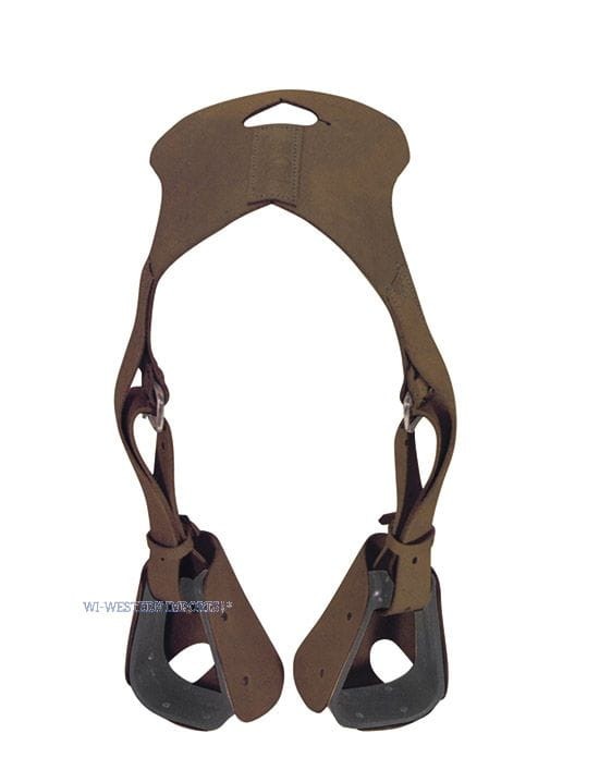 Strzemiona dziecięce skórzane na horn Western Imports — skórzane paski z kształtowaną górną częścią, strzemiona z osłoną bezpieczeństwa