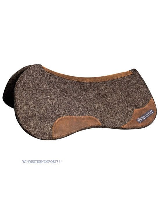 Pad western filcowy butterfly Western Imports — brązowy filc z wełny owczej, kształt butterfly, skórzana wstawka przy popręgu