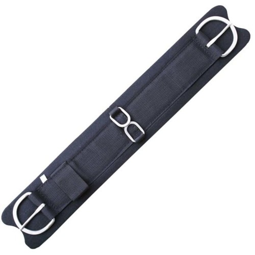 Popręg western filcowy nylonowy czarny — syntetyczny filc od strony konia, dwa D-ringi stalowe centralne, klamry stalowe, kształt straight — HorsePassion.pl