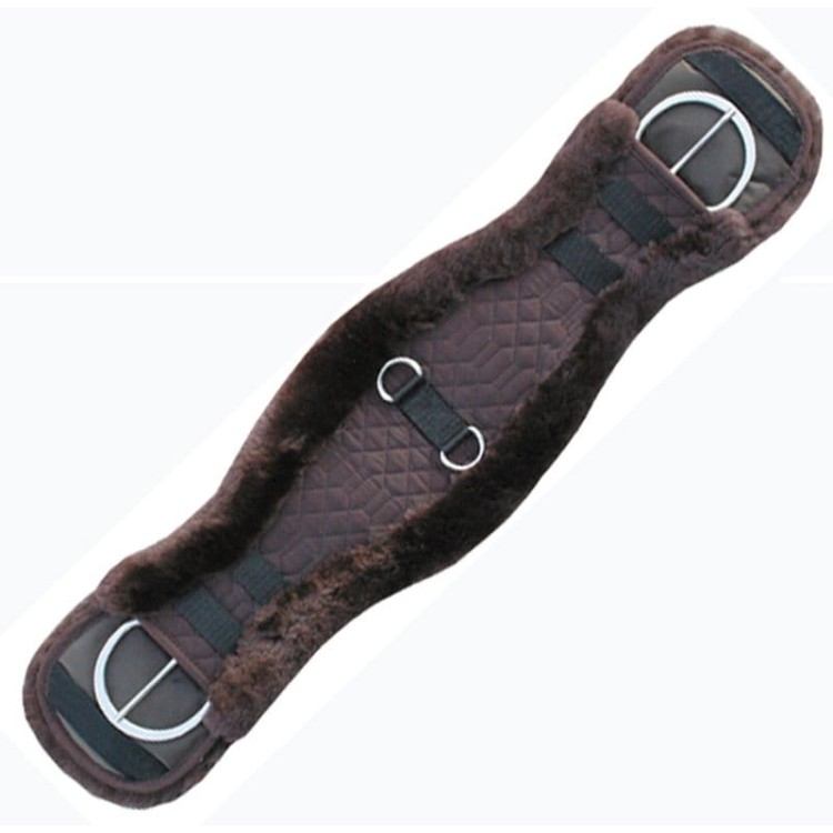 Popręg western anatomiczny owcza wełna Westernwelt brązowy — szerokość 15 cm, dwa D-ringi, klamry stalowe, anatomiczne wygięcie przy łokciach, made in Germany — HorsePassion.pl