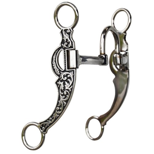 Czanka korekcyjna krótka floral 5" — lewa flat plate z grawerem floral scrollwork czarno-srebrnym, stalowy port, prawa gładka, O-ringi górne i dolne