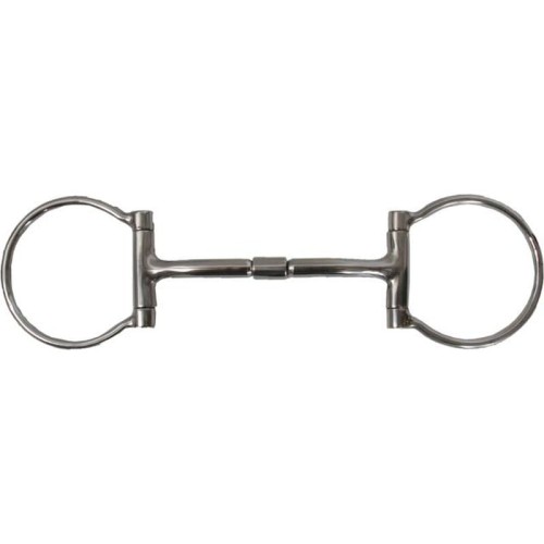 Wędzidło Snaffle Bit Billy Allen sztywny 5" — sztywny mullen mouth stal nierdzewna, miedziane wstawki, lewy O-ring / prawy D-ring, widok frontalny