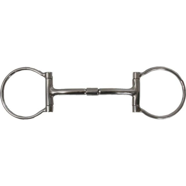 Wędzidło Snaffle Bit Billy Allen sztywny 5" — sztywny mullen mouth stal nierdzewna, miedziane wstawki, lewy O-ring / prawy D-ring, widok frontalny