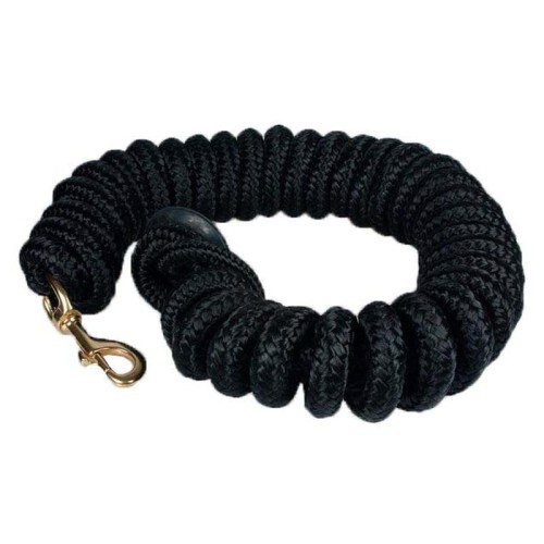 Lonża nylonowa Equi czarna 7,6 m — gumowy stopper antypoślizgowy, mosiężny karabińczyk, do lonżowania i pracy z ziemi — HorsePassion.pl