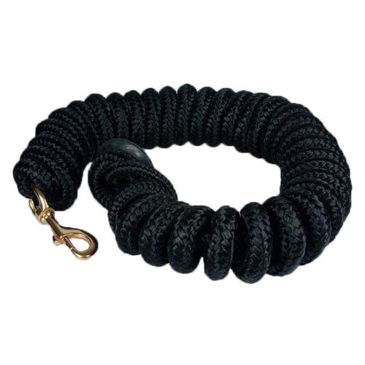 Lonża nylonowa Equi czarna 7,6 m — gumowy stopper antypoślizgowy, mosiężny karabińczyk, do lonżowania i pracy z ziemi — HorsePassion.pl