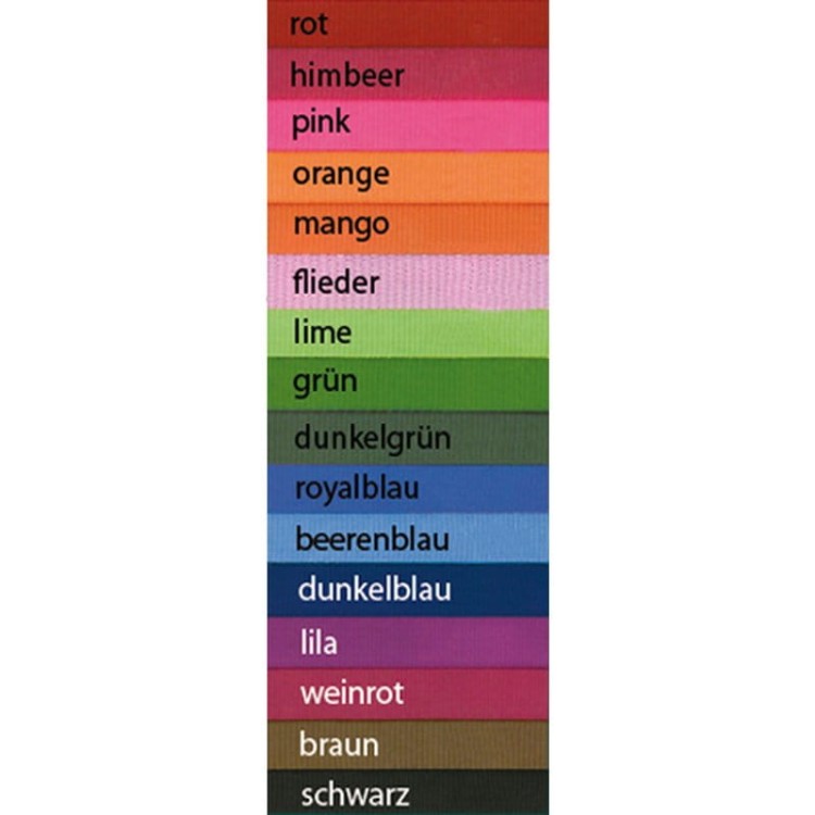 Uwiąz Hamilton — dostępne kolory: czerwony, malina, pink, pomarańcz, mango, lila, limonka, zielony, ciemnozielony, niebieski royal, granatowy, navy, lila, bordowy, brązowy, czarny