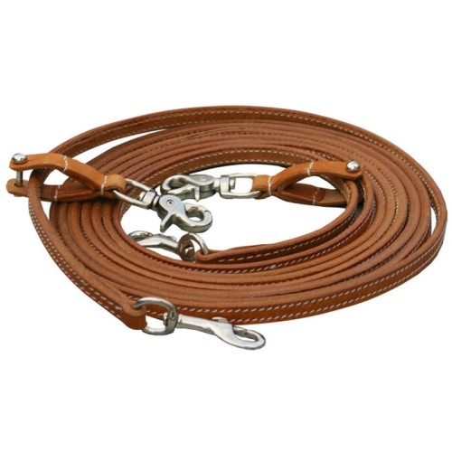 Wodze ściągające draw reins western Westernwelt skórzane okrągłe czarne — HorsePassion.pl