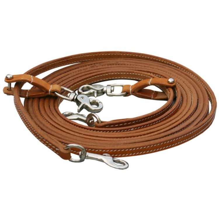 Wodze ściągające draw reins western Westernwelt skórzane okrągłe czarne — HorsePassion.pl