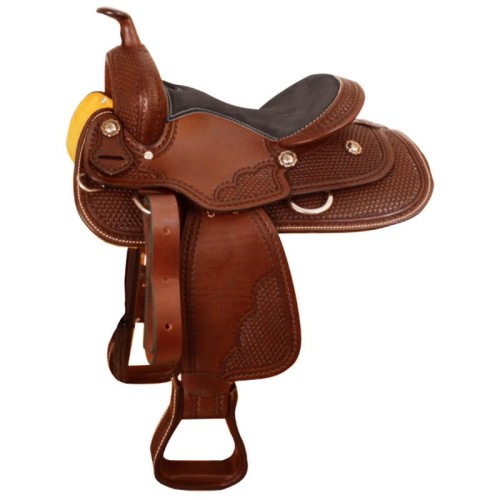 Siodło western dziecięce White Star 13" — widok z góry na siedzisko z zamszy