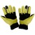 Grzbiet dłoni skórzanych rękawiczek jeździeckich na zimę MQ Line żółto-czarnych z logo - HorsePassion.pl