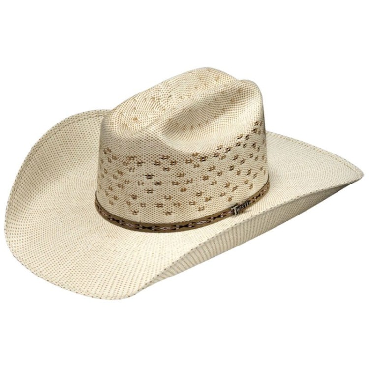 Kapelusz westernowy Twister Bangora słomkowy dwukolorowy — open crown, ażurowa wentylacja, 2-sznurkowy pasek z Twister pin — HorsePassion.pl
