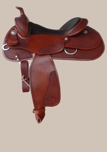 Siodło AK Joachim Kasper Basic Full Basket #35-007 — full basket tooling, kolor chestnut rotbraun, gwiazdkowe concho