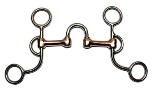 Czanka Baby Correction bit krótka KS Equi 5" — w pełni miedziany ścięgierz z medium portem, krótkie S-czanki stal nierdzewna, O-ringi górne i dolne