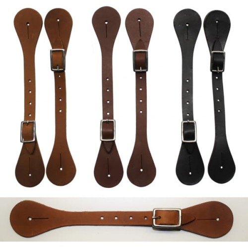 Paski do ostróg western gładkie 3 kolory jasny kasztan ciemny prosta klamra para — HorsePassion.pl