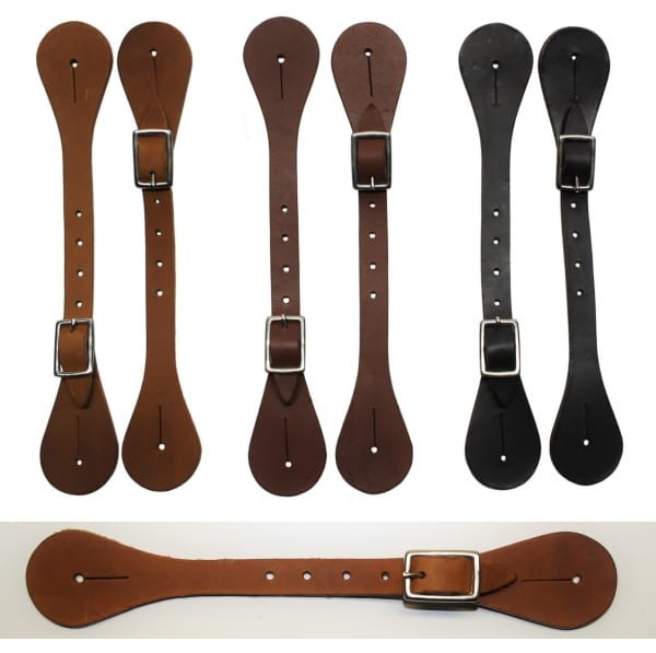 Paski do ostróg western gładkie 3 kolory jasny kasztan ciemny prosta klamra para — HorsePassion.pl