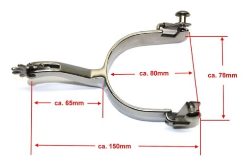 Ostrogi western treningowe wymiary całkowita 150mm otwór 80mm wysokość 78mm trzonek 65mm — HorsePassion.pl