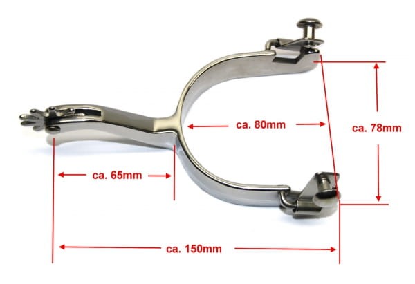 Ostrogi western treningowe wymiary całkowita 150mm otwór 80mm wysokość 78mm trzonek 65mm — HorsePassion.pl