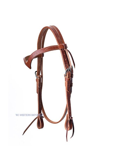 Ogłowie western dla kucyka z naczółkiem V Western Imports — skóra harness złocistobrązowa, okucia srebrne, rozmiar Pony — HorsePassion.pl