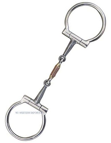 Snaffle Bit Western Imports D-Ring 5" — podwójnie łamany z miedzianą rolką centralną, solid cheek, stal nierdzewna lusterkowana