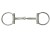 Wędzidło Snaffle Bit D-Ring Futurity 5" — D-ring futurity cut satynowy, short low port hinged, miedziane inlay na złączach, widok frontalny