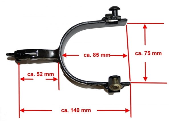 Ostrogi western show wymiary banda 140mm otwór 85mm wysokość 75mm trzon 52mm — HorsePassion.pl
