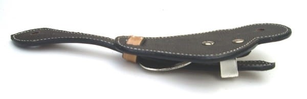 Paski do ostróg western basket weave spód ciemna skóra białe szycie — HorsePassion.pl