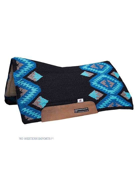 Pad western CSF San Jaquinto Western Imports czarny — wełna nowozelandzka wzór Navajo