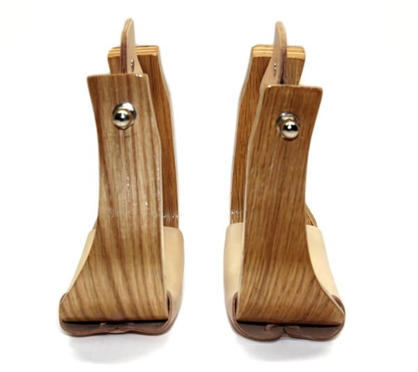 Strzemiona westernowe drewniane szerokie — para, widok z przodu