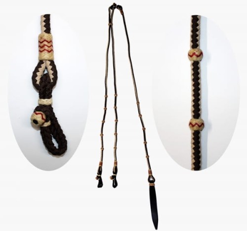 Wodze romal nylonowe z surową skórą rawhide buttons detal — HorsePassion.pl