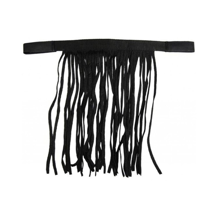 Frędzle na muchy na kantar czarne — mocowanie na podwójne rzepy, ochrona oczu konia przed owadami na padoku, rozmiar Cob/Full — HorsePassion.pl