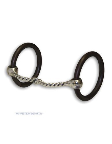 Snaffle Bit Twisted Wire Bob Avila — skręcony drut stalowy, O-ringi czarne żelazo loose ring, wędzidło korekcyjne