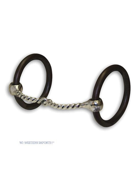 Snaffle Bit Twisted Wire Bob Avila — skręcony drut stalowy, O-ringi czarne żelazo loose ring, wędzidło korekcyjne