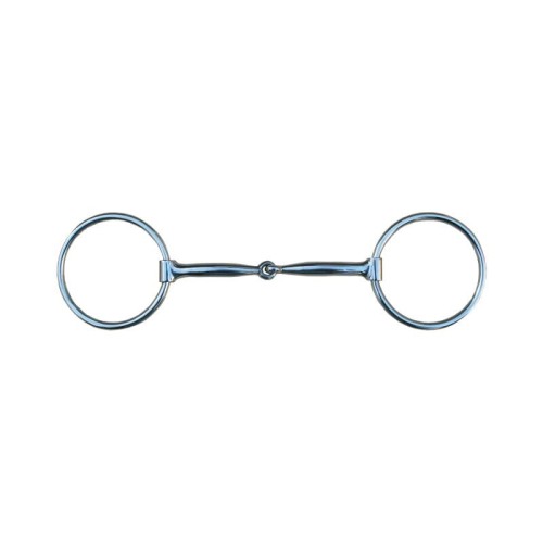 Snaffle Bit Loose Ring blue steel — cały metal niebieski, duże O-ringi ø8,5 cm, grubość 10 mm, 12,7 cm