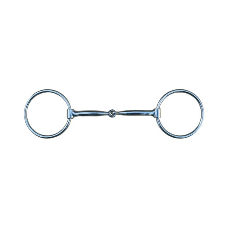 Snaffle Bit Loose Ring blue steel — cały metal niebieski, duże O-ringi ø8,5 cm, grubość 10 mm, 12,7 cm