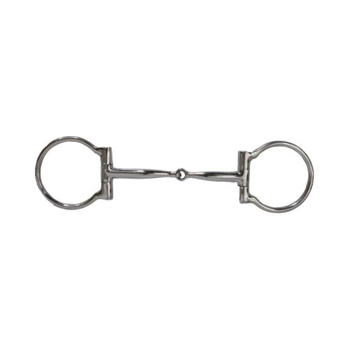 Snaffle Bit D-Ring stal nierdzewna rozmiar pony 4,5" (11,5 cm) — solid cheek, pojedynczo łamany, pierścienie ø7 cm
