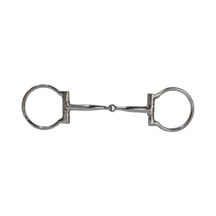 Snaffle Bit D-Ring stal nierdzewna rozmiar pony 4,5" (11,5 cm) — solid cheek, pojedynczo łamany, pierścienie ø7 cm