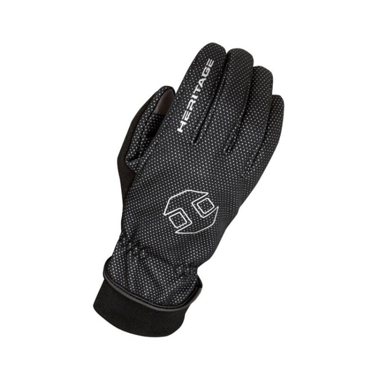 Wiatroszczelne rękawiczki zimowe Heritage Summit czarne z nadrukiem grzbiet dłoni - HorsePassion.pl