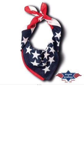 Bandana western flaga USA Stars & Stripes — czerwono-biało-granatowa z białymi gwiazdami, zawiązana w węzeł, 54x54 cm 100% bawełna
