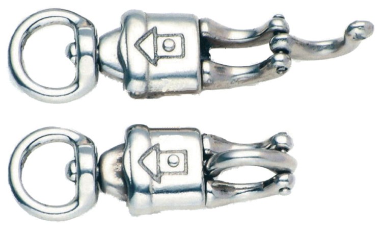 Bezpieczny karabińczyk jeździecki stal chromowana — obrotowe oczko 1", dwa typy haka: snap hook i bull snap — HorsePassion.pl