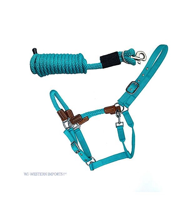 Kantar z uwiązem rozmiar COB skórzane wykończenia różowy — HorsePassion.pl