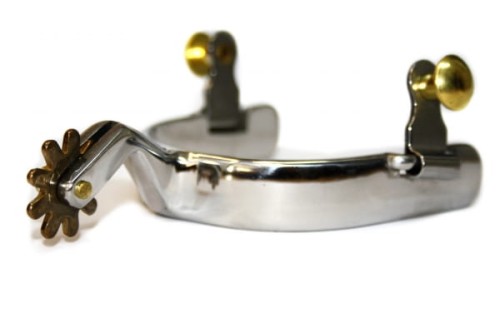 Ostrogi Equi KS Lady - para, widok z boku, stal polerowana i mosiężny rowel