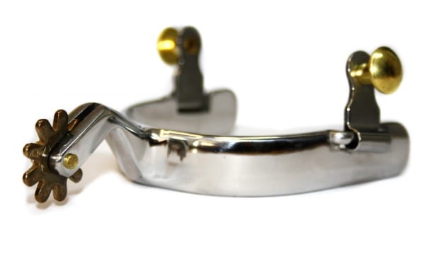 Ostrogi Equi KS Lady - para, widok z boku, stal polerowana i mosiężny rowel