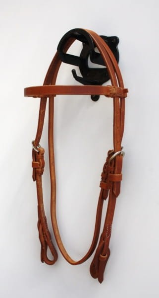 Ogłowie western heavy harness natural prosty naczółek z systemem szybkiej wymiany wędzidła — srebrne klamry, białe przeszycia, rozmiar COB — Equi — HorsePassion.pl