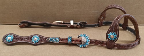 Komplet show GVR turkus napierśnik ogłowie kocyk wodze waterloop — HorsePassion.pl