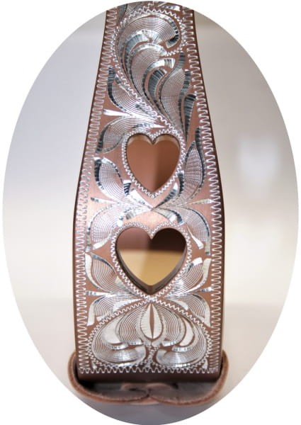 Strzemiona westernowe aluminiowe różowe złoto — widok od spodu, skóra natural ze sznurowaniem na stopie