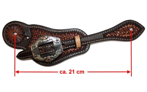 Paski do ostróg western basket dwukolorowe długość 21 cm ozdobna klamra srebrno-złota — HorsePassion.pl