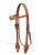Ogłowie western Horseman's Tack harness natural prosty naczółek — klamra orle skrzydła czarny metal złoto, mała concha kwiatowa, białe przeszycia, rozmiar COB — HorsePassion.pl