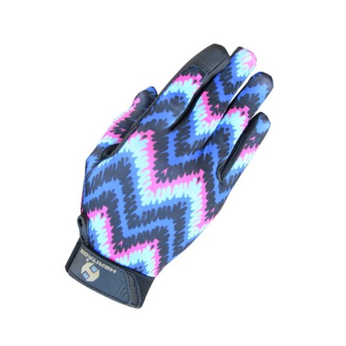 Rękawiczki jeździeckie Heritage Zick Zack kolorowe zygzaki Spandura — HorsePassion.pl