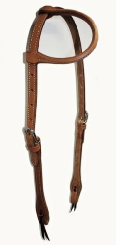 Ogłowie western one ear Hermann Oak Equi — formowana D-kształtna pętla uszna, dwie sprzączki srebrne, latigo tie ends, białe przeszycia, rozmiar COB — HorsePassion.pl